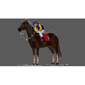 Racing horse with jockey model